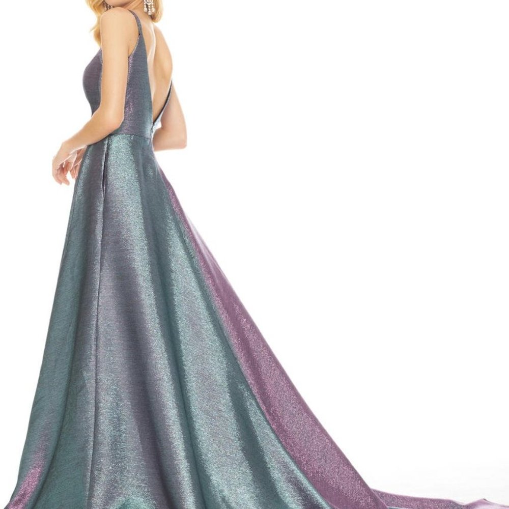 Ashley Lauren Two Tone Metallic A-Line Dress - Picture 3 of 6